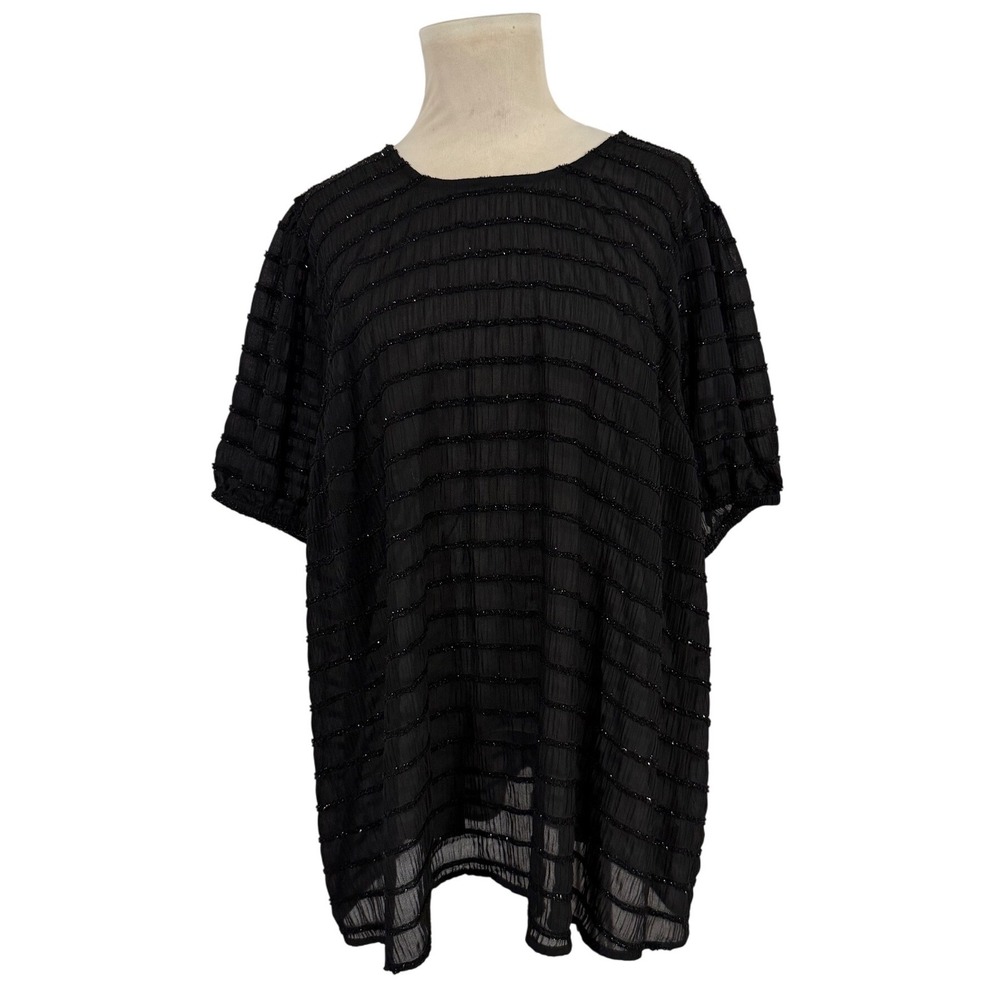 Torrid Abbey Lurex Chiffon Puff Short Sleeve Blouse Women's Size 3 Sheer Holiday
